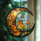 Floral Cresent Moon Acrylic Suncatcher by AVAGAN