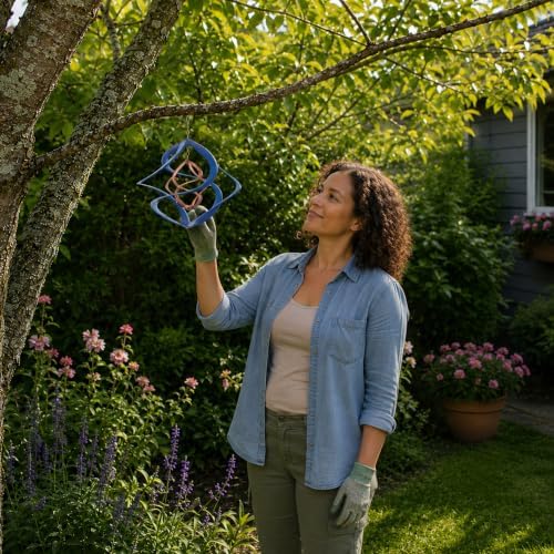 Red Carpet Studios The Original Cosmix Deluxe Helix Wind Spinner, Medium 14-Inch, Double Blue & Copper - Image 3