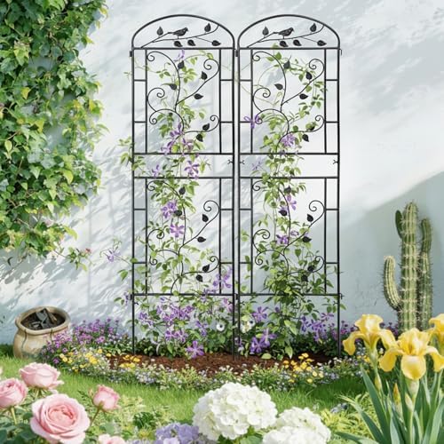 Garden Trellis for Climbing Plants, 4 Pack 71x20 in Metal Lattice Panel with Black Coating, Tall Climbing Support for Rose Vines Clematis Flowers Vegetables Fruits - Plant Trellis Outdoor - Image 3