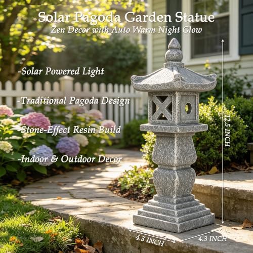 Resin Solar Pagoda Garden Statues for Yard and Garden Unique Zen Decor - Image 2