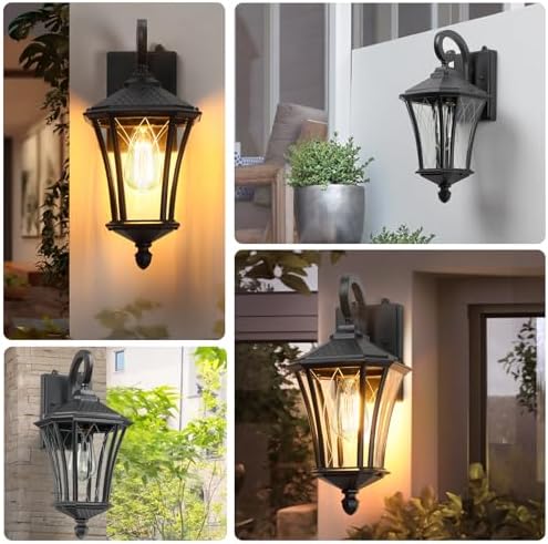 YSN 16" Dusk to Dawn Outdoor Light Fixture Wall Mount, Black, 2 Packs - Image 2