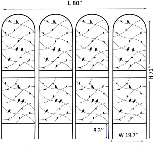 4 Pack Metal Garden Trellis 71" Tall Outdoor Climbing Plant Support for Roses, Flowers, Rustproof Durable Black Galvanized Tube, Lawn Garden Fence Decor Screen (4, Black birds-71 H) - Image 2