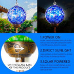 Wind Chimes, Solar LED Outdoor Garden Lighting, Light Biue Glass and Metal Wind Chime Lawn and Yard Decoration with Bronze Metal Finial, 5 x 46.5 Inch (Dark Blue) - Image 3