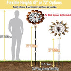 Heavy Duty Wind Spinner Replacement Pole, 48"/72" Adjustable, 5-Prong Base - Image 4
