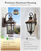 Outdoor Wall Lights Wall Mount, 2-Pack Front Porch Light Fixtures, Oil Rubbed Bronze Dusk to Dawn Exterior Lantern, Modern Patio Wall Sconce with Beveled Glass, Outside Garage Lights for Coach - Image 5