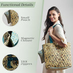 Maison d' Hermine Shopping Bags Cotton Quilted Tote Bag with Zipper Pockets - Image 6
