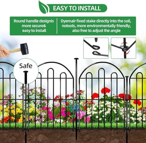 28ft in x 22in Decorative Garden Fence, 26 Pack Arched No Dig Animal Barrier Fence for Dog Rabbit, Garden Edging Border, Rustproof Metal Ground Stake Border for Outdoor Yard Patio Decor - Image 3
