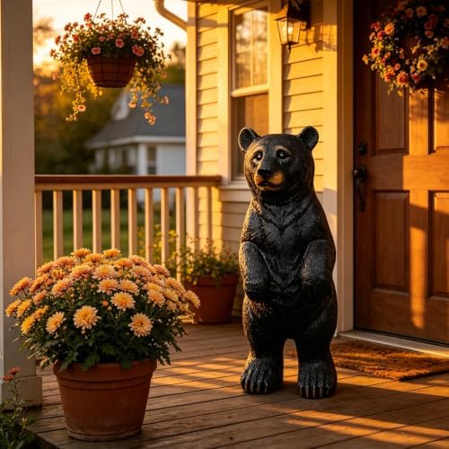 20" Resin Black Bear Statue, Outdoor Weatherproof Figurine, Standing Bear, Funny Gift, Rustic Cabin, Yard, Lawn, Patio & Garden Decor - Image 3