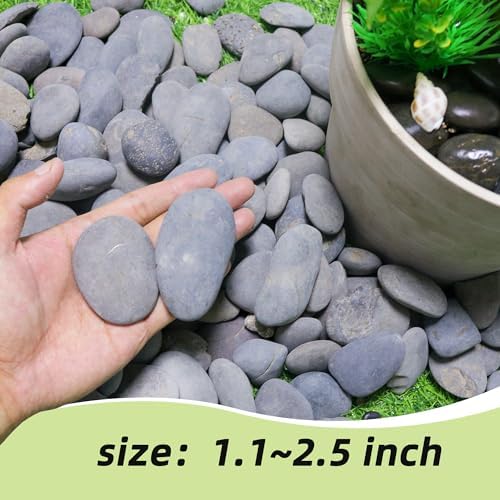 18LB River Rocks,Mexican Beach Pebbles for Plants,Potting,Garden Landscape Stone Paving Stone Grey 1Inch - 2Inch - Image 2