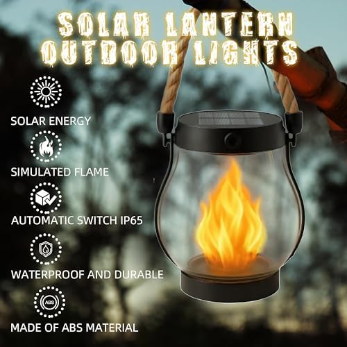 Solar Lantern Outdoor Lights Large Waterproof Flickering Flame Solar Lantern for Yard Garden Patio Hanging Tabletop Decor (5 Pcs) - Image 3