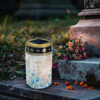 Poceacles Cross Solar Lights Outdoor Cemetery Solar Decorations for Grave Outdoor Waterproof Decorative Flameless LED Candle for Garden Yard Lawn Outdoor Decor, Blue Flower Cross, Pack of 2 - Image 3