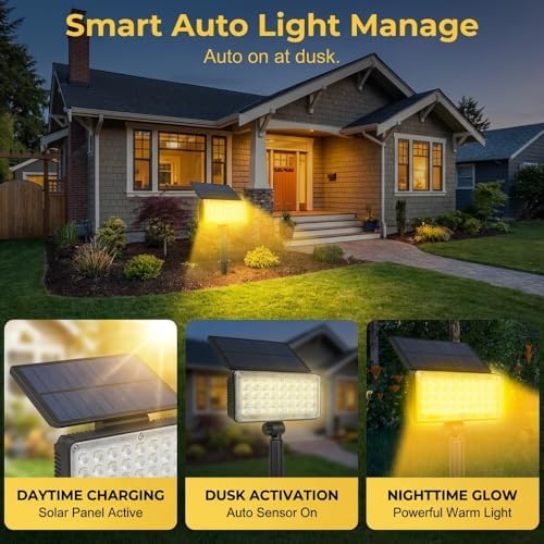 Solar Spot Lights Outdoor Waterproof IP65, 2026 New Solar Powered Outdoor Landscape Spot Lights, 3 Brightness Modes, Solar Landscape Lights for Flag, Tree, House, Garden, Yard (1, Warm) - Image 6