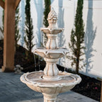 XBrand 51" 3-Tier Outdoor Water Fountain with Pump, Weather-Resistant Resin Freestanding Water Feature for Garden & Patio, Beige, Large Backyard Decor - Image 3