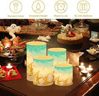 Beach Starfish Seashell Flameless Light Candles Battery Powered with Timer Remote Color Chaging Pillar Fake Candles Pack of 4 for Wedding Home Outdoor Decor - Image 3