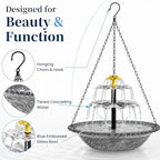 Solar Fountain for Bird Bath Outside, Garden Water Feature with Ground Stake Stand or Hanging Style for Patio, Yard & Lawn (A-XL-Gray) - Image 3