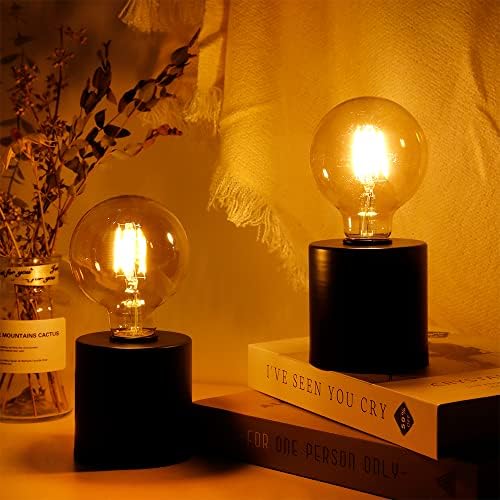 JHY DESIGN Set of 2 Black Metal Table Lamp Battery Powered 7" Tall Cordless Lamp Light with Edison Style Bulb Battery Operated Great for Living Room Bedroom Weddings Parties Indoors Outdoors - Image 6
