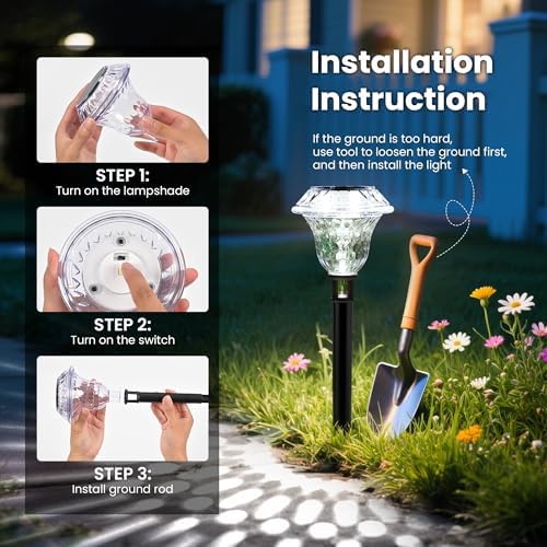Solar Pathway Lights, Acrylic Garden Lights Outdoor Decor 8 Pack - Image 5