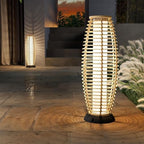 Solar Yard Outdoor Floor Lamp Patio Lights Solar Powered Lantern Weather-Resistant Wicker Deck Lights, Lamp Large for Garden (Austin Natural Brown) - Image 2