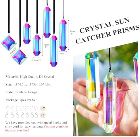Set 7 Crystal Sun Catcher Prisms and 24pcs Crystal Heart Prisms - Image 3