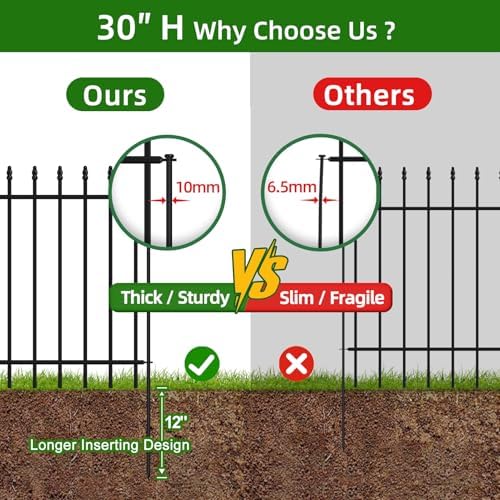 Decorative Metal Garden Fence 30" x 16', Outdoor Fence Border with Stakes - Image 4