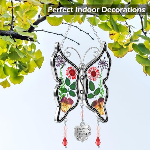 KY&BOSAM Gift for Friend Butterfly Suncatcher Stained Glass Window Hanging - Image 2