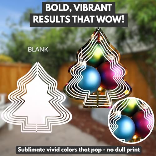 echomerx 5-Pack Sublimation Wind Spinner Blanks 8" – Metal Hanging Windspinners for Sublimation, Indoor Outdoor Yard Décor Sculpture, Includes Hooks, Christmas Tree – Sublimate at 385°F - Image 5