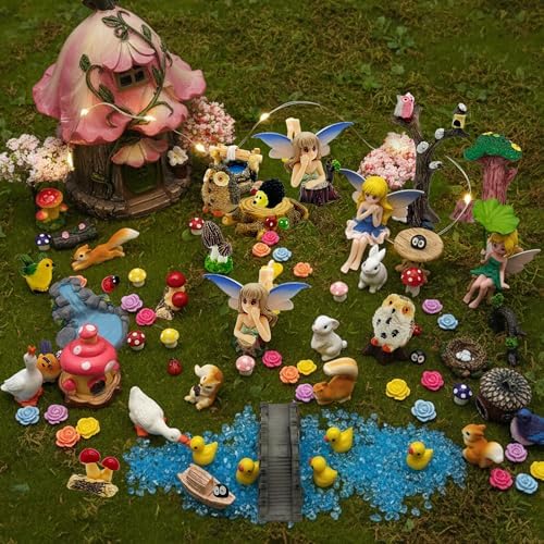 DAYUMKOU 96Pcs Fairy Garden Accessories, Miniature House Figurines Kit - Image 5