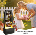 37.6" Outdoor Rock Water Fountain, Small Outdoor Fountain with Lights, 4-Tier Cascading Bowl Design Garden Water Feature, Modern freestanding Fountain for Patio Backyard Porch - Image 7