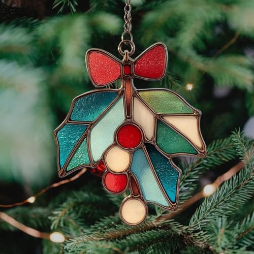 Mistle Toe Mosaic Style Acrylic Suncatcher - Image 4