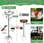 50" Tall Stainless Steel Bird Bath for Outside, Bird Water Feeder - Image 6