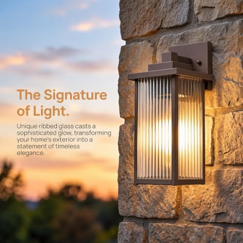 2-Pack 15" Oil-Rubbed Bronze Outdoor Wall Light, Metal Porch Light - Image 3