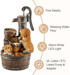 Glitzhome Water Fountain Outdoor, Outdoor Fountain with Lights & Pump, 23.75" H Cute Dog Playing Around The Water Polyresin Cascading Waterfall Floor Standing Water Feature for Garden, Patio - Image 3