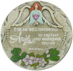 Cottage Garden for He Will Order His Angels to Protect - Psalm 91:11 - Multicolor 9 Inch Stone Outdoor Weathered Garden Stepping Stone by CottageGarden