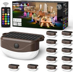 12 Pack Color Changing Solar Fence Lights with Remote, Solar Deck Lights by Unknown