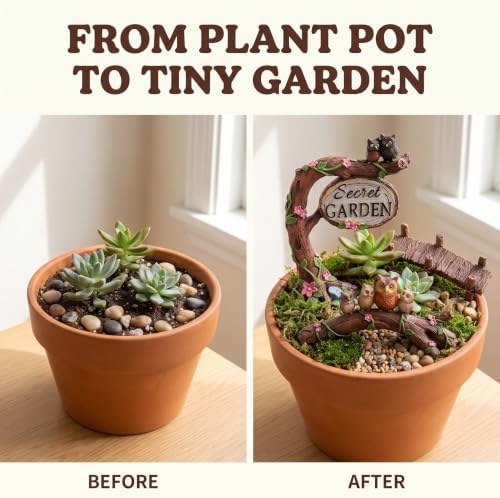 3Pcs Fairy Garden Accessories, Miniature Garden Ornaments Micro Landscape Decorations Owl Signs, Bridges, Owl Branches Set for DIY Terrarium Potted Plants Dollhouse Desk Decor(Branches Set) - Image 6