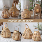 Handmade Bamboo Lantern Candle Holder for Home Holiday Parties Xmas - Image 3
