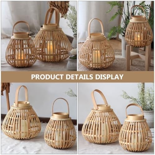 Handmade Bamboo Lantern Candle Holder for Home Holiday Parties Xmas - Image 3