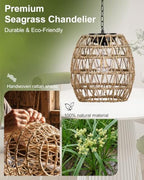Hanging Solar Lanterns Outdoor Waterproof, Rattan Wicker Hanging Chandelier - Image 5