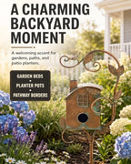 Handmade Iron Birdhouse Metal Garden Stake Bird House with Pole Stand - Image 3