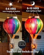 Hot Air Balloon Solar Lantern, Rainbow Glass Solar Light, Garden Decor - Image 3