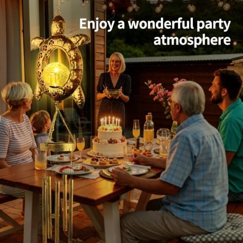 Solar Turtle Wind Chimes, Tortoise Wind Chimes Lights, Gifts for Women - Image 4