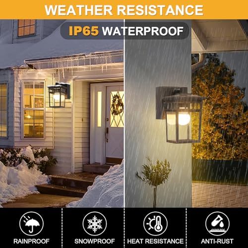 2 Pack Outdoor Porch Lights, Dusk to Dawn Wall Lighting with GFCI Outlet - Image 5