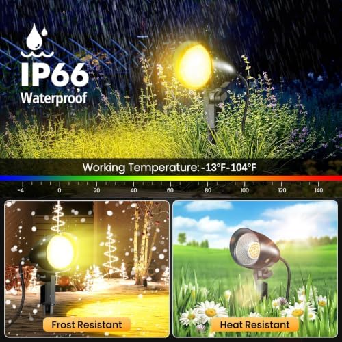 20W Outdoor Spotlight,IP66 Landscape Lighting for Yard, 2 Pack - Image 4