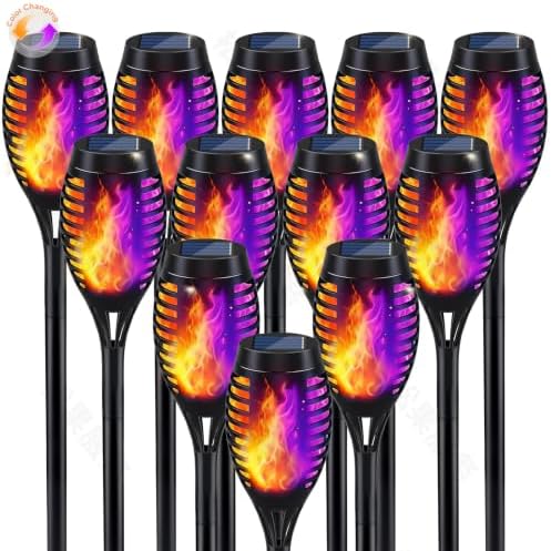 Orange & Purple Flickering Flame Halloween Solar Lights for Halloween Decor by IkeeRuic