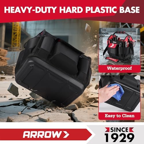 ARROW 12" Tool Tote with Waterproof Hard Base, Electrician Tool Bag - Image 4