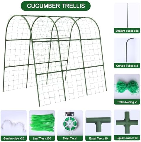 47"x47"x22" U-Shape Cucumber Trellis, Metal Plant Support with Net - Image 2