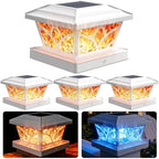 SIEDiNLAR Flickering Flame Solar Post Cap Lights 4 Modes 4 Pack (White) by Siedinlar