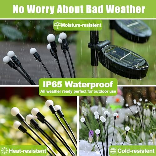 Flumy Solar Garden Lights Outdoor - 8 Pack 64 LED Firefly Lights Waterproof, Garden Decorations for Yard Patio Pathway Lawn Outside, Unique Gifts for Grandma Women, Solar Decor Warm White - Image 3