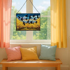 Crows Flying Over Autumn Orchard Rectangular Stained Glass Suncatcher – Hanging Window Panel with Animal & Nature Scene – Vibrant Glass Art Gift for Wildlife, Fantasy, Nature Lovers n5K17Y - Image 5