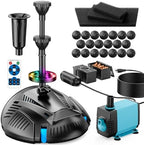 Antfraer Pond Filter with U-V Clarifier, 660GPH Pond Pump and Filter Kit & RGB LED Lights, All-in-One Submersible Pond Fountain for Outdoor Ponds, Koi Ponds, Water Gardens with Remote Control by Antfraer